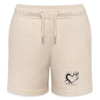 Ink Heart Splatter - Kids Organic Sweat Shorts by Stanley/Stella - soft Ecru - Front
