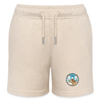 Beach Spa Sloth Animal Relaxing Art - Kids Organic Sweat Shorts by Stanley/Stella - soft Ecru - Front