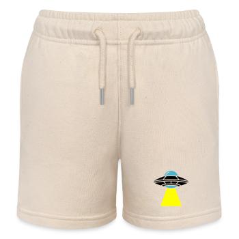 UFO Alien Spaceship Light - Kids Organic Sweat Shorts by Stanley/Stella - soft Ecru - Front