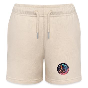 Astronaut in Neon Cosmos - Kids Organic Sweat Shorts by Stanley/Stella - soft Ecru - Front