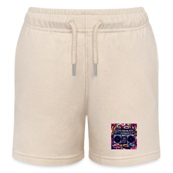 Boombox Graffiti Neon Retro - Kinder Organic Joggingshorts Mini Bolter von Stanley/Stella - Natur - Vorne