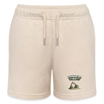 Excavator Life 6/7 Excavator Driver - Kids Organic Sweat Shorts by Stanley/Stella - soft Ecru - Front