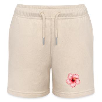 Hibiscus Flower - Kids Organic Sweat Shorts by Stanley/Stella - soft Ecru - Front