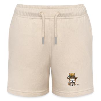 Cat Explorer Steampunk Top Hat Goggles - Kids Organic Sweat Shorts by Stanley/Stella - soft Ecru - Front