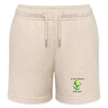 Schnurz piep egal Lustiger Spruch süßer Dino - Kinder Organic Joggingshorts Mini Bolter von Stanley/Stella - Natur - Vorne