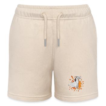 Un cheval gris dans une tache d'encre orange - Short de jogging enfant bio Stanley/Stella - écru doux - Devant