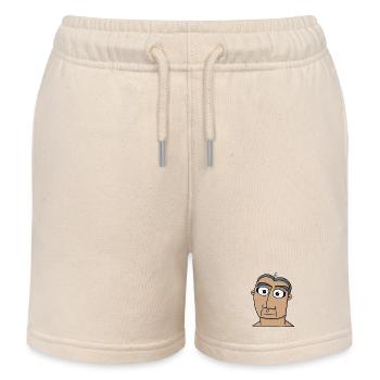 Wide-Eyed Minimalist Portrait - Kids Organic Sweat Shorts by Stanley/Stella - soft Ecru - Front