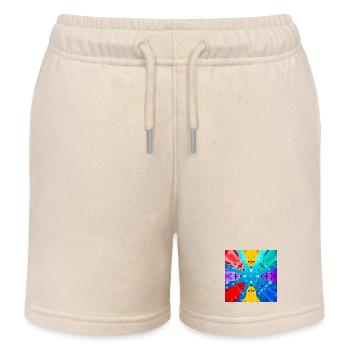 Colorful Circle Koi - Kids Organic Sweat Shorts by Stanley/Stella - soft Ecru - Front