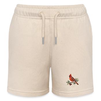 Roter Kardinal auf Ast und Beeren - Kinder Organic Joggingshorts Mini Bolter von Stanley/Stella - Natur - Vorne