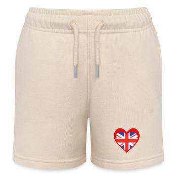 United Kingdom Heart – Love for the UK - Kids Organic Sweat Shorts by Stanley/Stella - soft Ecru - Front