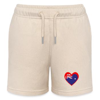 Red Aussie Heart – True Southern Spirit - Kids Organic Sweat Shorts by Stanley/Stella - soft Ecru - Front