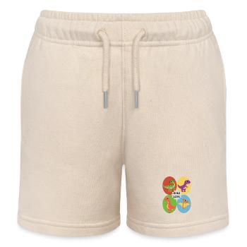 Cute Dinosaur Friends – Colorful Dino Kids Shirt - Kids Organic Sweat Shorts by Stanley/Stella - soft Ecru - Front