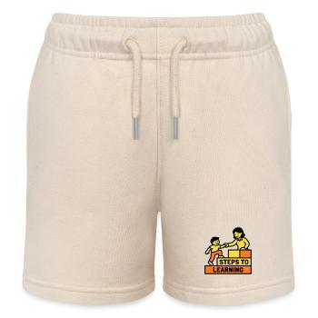 Logo Étapes pour apprendre l’école - Short de jogging enfant bio Stanley/Stella - écru doux - Devant