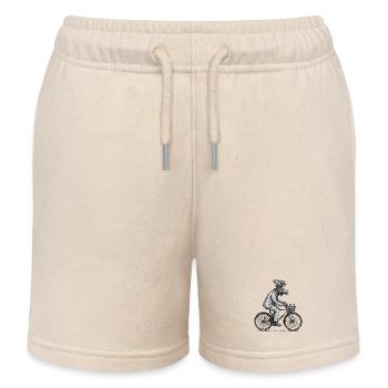 Elch im Anzug Radfahren - Kinder Organic Joggingshorts Mini Bolter von Stanley/Stella - Natur - Vorne