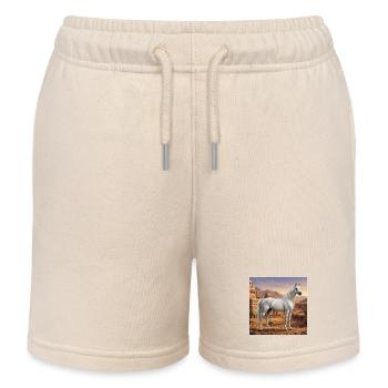 Ein Abbayan-Pferd und eine Landschaft des Jemen - Kinder Organic Joggingshorts Mini Bolter von Stanley/Stella - Natur - Vorne