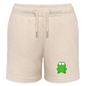 Grenouille émeraude aux yeux écarquillés - Short de jogging enfant bio Stanley/Stella - écru doux - Devant