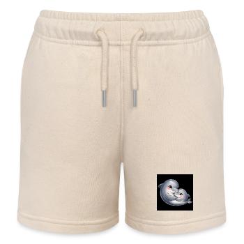 Mama, Delfin und ihr Baby kuscheln zusammen. - Kinder Organic Joggingshorts Mini Bolter von Stanley/Stella - Natur - Vorne