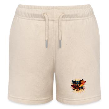 Superhero Dachshund Cape - Kids Organic Sweat Shorts by Stanley/Stella - soft Ecru - Front