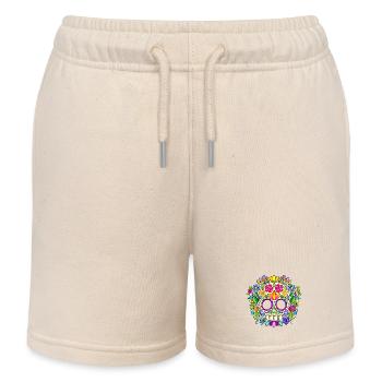 Sugar Skull Floral Calavera Day of the Dead - Kids Organic Sweat Shorts by Stanley/Stella - soft Ecru - Front