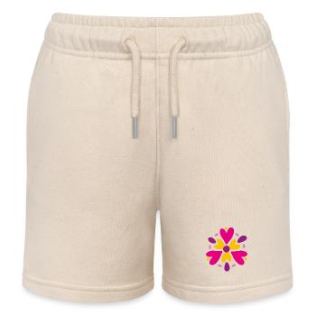 Yoga pink Herzen Mandala farbenfroh Love Yogi Deko - Kinder Organic Joggingshorts Mini Bolter von Stanley/Stella - Natur - Vorne