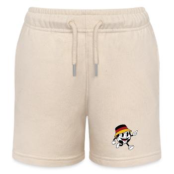 Mascotte rétro de bande dessinée pour fans de football allemands - Short de jogging enfant bio Stanley/Stella - écru doux - Devant