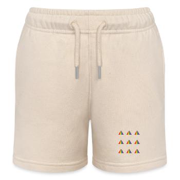 Rainbow Pyramid Pattern - Kids Organic Sweat Shorts by Stanley/Stella - soft Ecru - Front