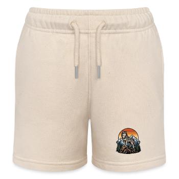 Majestätischer Wolf auf dem Berggipfel - Kinder Organic Joggingshorts Mini Bolter von Stanley/Stella - Natur - Vorne