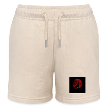 Wolf howls under Red Moon - Kids Organic Sweat Shorts by Stanley/Stella - soft Ecru - Front