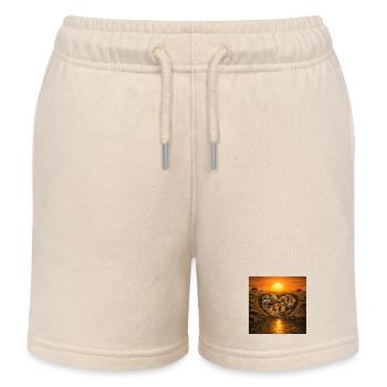 Oase mit wild Afrika Wildlife Harmonie und Liebe - Kids Organic Sweat Shorts by Stanley/Stella - soft Ecru - Front