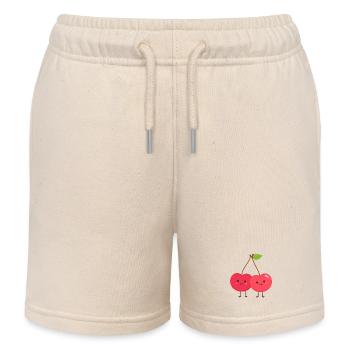 Cuddly cherry duo - Kids Organic Sweat Shorts by Stanley/Stella - soft Ecru - Front