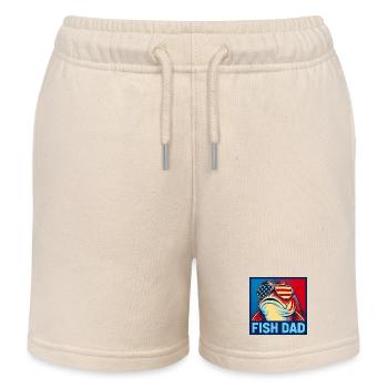 Papa poisson patriote – Papa poisson drôle pour - Short de jogging enfant bio Stanley/Stella - écru doux - Devant