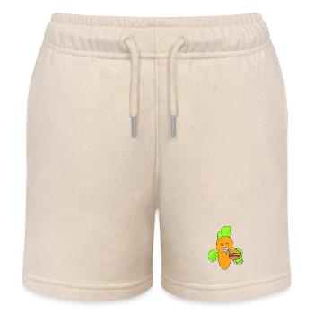 Carrot eating burger - Kids Organic Sweat Shorts by Stanley/Stella - soft Ecru - Front