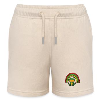 Yoga-Frosch unter dem Regenbogen - Kinder Organic Joggingshorts Mini Bolter von Stanley/Stella - Natur - Vorne