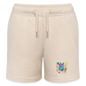Drippy Graffiti on Brick Wall - Kids Organic Sweat Shorts by Stanley/Stella - soft Ecru - Front