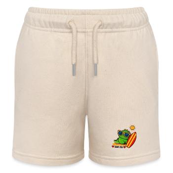 Dinosaure de plage avec planche de surf - Short de jogging enfant bio Stanley/Stella - écru doux - Devant