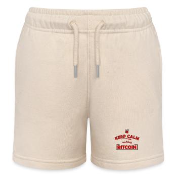 Keep Calm Bitcoin Print - Kids Organic Sweat Shorts by Stanley/Stella - soft Ecru - Front