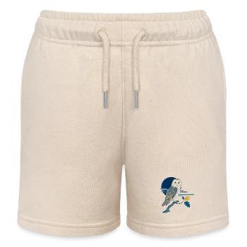 Chouette Effraie sur Branche de Chêne - Short de jogging enfant bio Stanley/Stella - écru doux - Devant