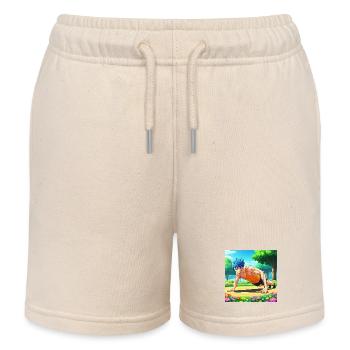 GIDAGI Fitness Cartoons Collection - Kids Organic Sweat Shorts by Stanley/Stella - soft Ecru - Front