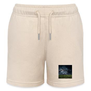 Midnight Branch with Crow - Kids Organic Sweat Shorts by Stanley/Stella - soft Ecru - Front