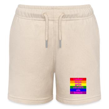 ICH BIN GERNE LINKS GRÜN VERSIFFT, NO NZS, FRIEDEN - Kinder Organic Joggingshorts Mini Bolter von Stanley/Stella - Natur - Vorne