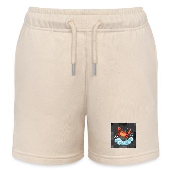Krabbe surft durch Wellen - Kinder Organic Joggingshorts Mini Bolter von Stanley/Stella - Natur - Vorne