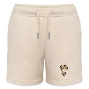 Funny Cat - Kids Organic Sweat Shorts by Stanley/Stella - soft Ecru - Front