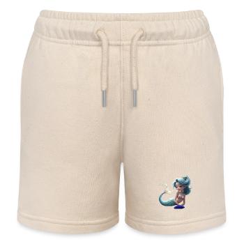 Reine des sirènes bleu corail - Short de jogging enfant bio Stanley/Stella - écru doux - Devant