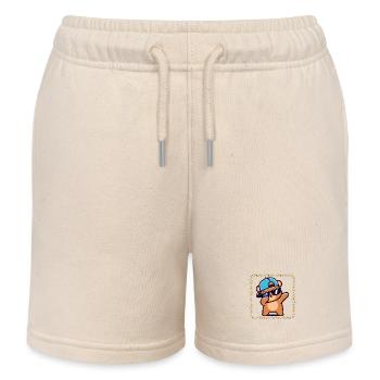 Ours hip-hop avec casquette et lunettes de soleil - Short de jogging enfant bio Stanley/Stella - écru doux - Devant