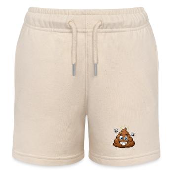 Brown Comic Dog Poop with Flies – Humorous - Kids Organic Sweat Shorts by Stanley/Stella - soft Ecru - Front