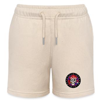 Pirate Skull on Dartboard - Kids Organic Sweat Shorts by Stanley/Stella - soft Ecru - Front