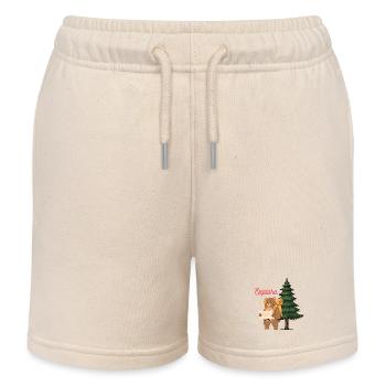 Explore Camping Shirt – Bear in the Woods - Kids Organic Sweat Shorts by Stanley/Stella - soft Ecru - Front
