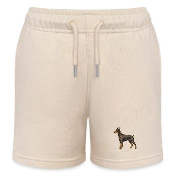 Dobermann Pinscher im Retro-Stil - Kinder Organic Joggingshorts Mini Bolter von Stanley/Stella - Natur - Vorne