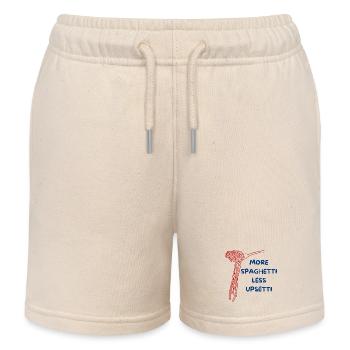 fun spaghetti design - Kids Organic Sweat Shorts by Stanley/Stella - soft Ecru - Front
