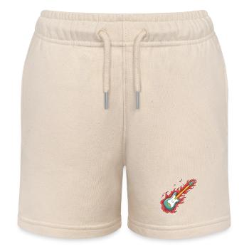 Guitar On Fire Funny Gift T-Shirt - Kids Organic Sweat Shorts by Stanley/Stella - soft Ecru - Front